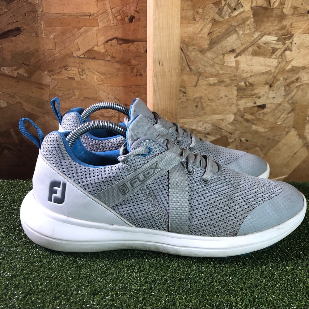 FootJoy 95727 Flex Gray White Blue Spikeless Golf Shoes Women’s 6.5 💕💕